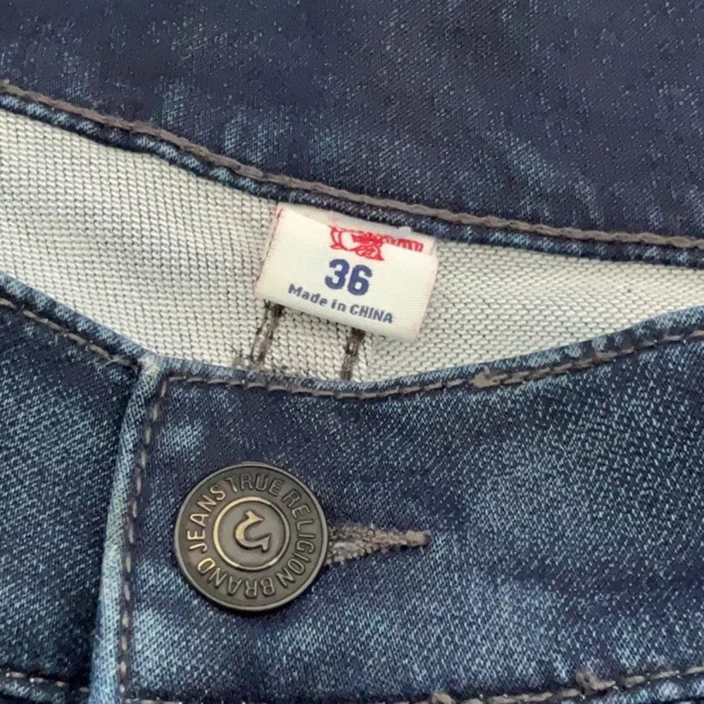 True Religion Men’s Blue Slim Moto Jeans